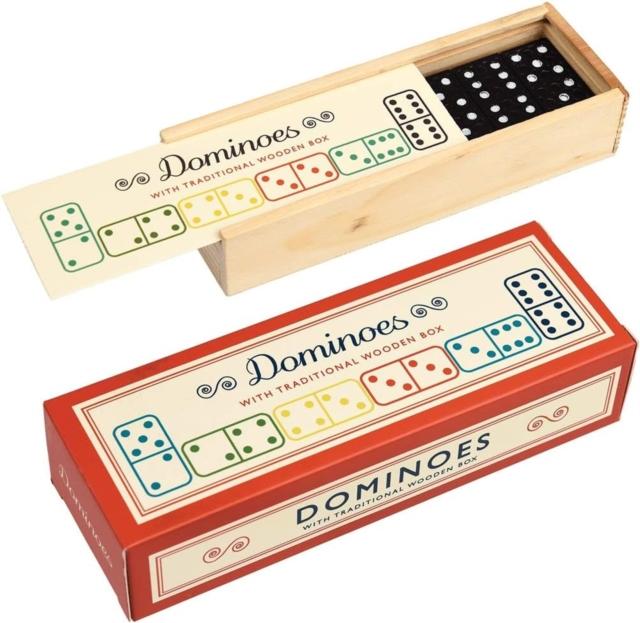 Wooden box of dominoes Wooden box of dominoes
