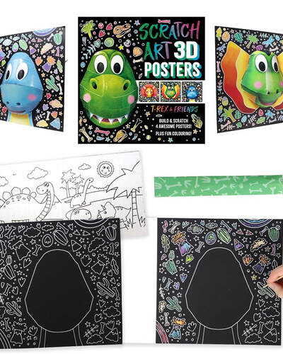 Scratch Art 3D Posters: T-Rex & Friends Scratch Art 3D Posters: T-Rex & Friends