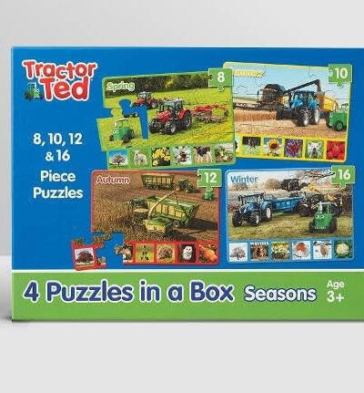 4 puzzles in a box – Tractor Ted : Four Seasons on the Farm Puzzles – Spring, Summer, Autumn and Winter – Perfect for Kids age 3+