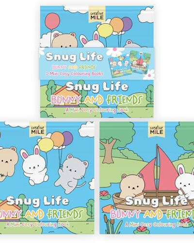 2 Pack Mini Colouring Book   Snug Life Cosy Colouring Bunny and Friends