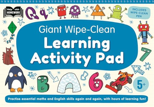 5+ Giant Wipe-Clean Learning Activity Pad : Practise maths and English skills | Reusable home-learning activities | Wipe-clean pen included 5+ Giant Wipe-Clean Learning Activity Pad : Practise maths and English skills | Reusable home-learning activities | Wipe-clean pen included